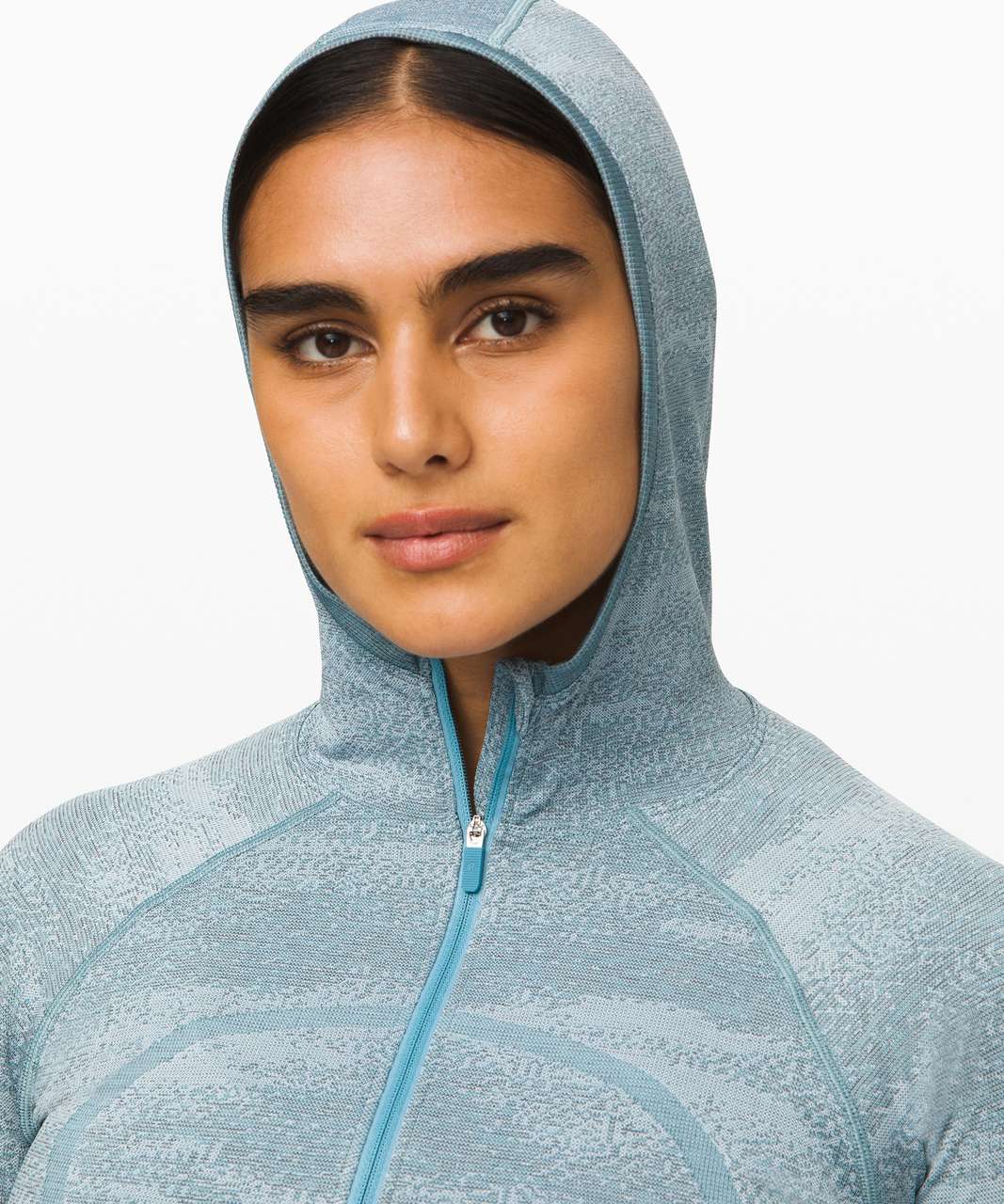 Lululemon Swiftly Speed Hooded 1/2 Zip *Water Resistant - Aqua Smoke / White / Cadet Blue / Smokey