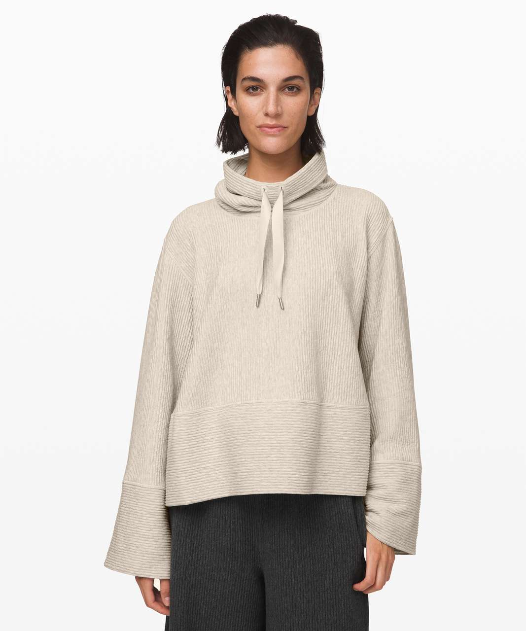 Lululemon Retreat Yourself Pullover - Heathered Light Ivory - lulu fanatics