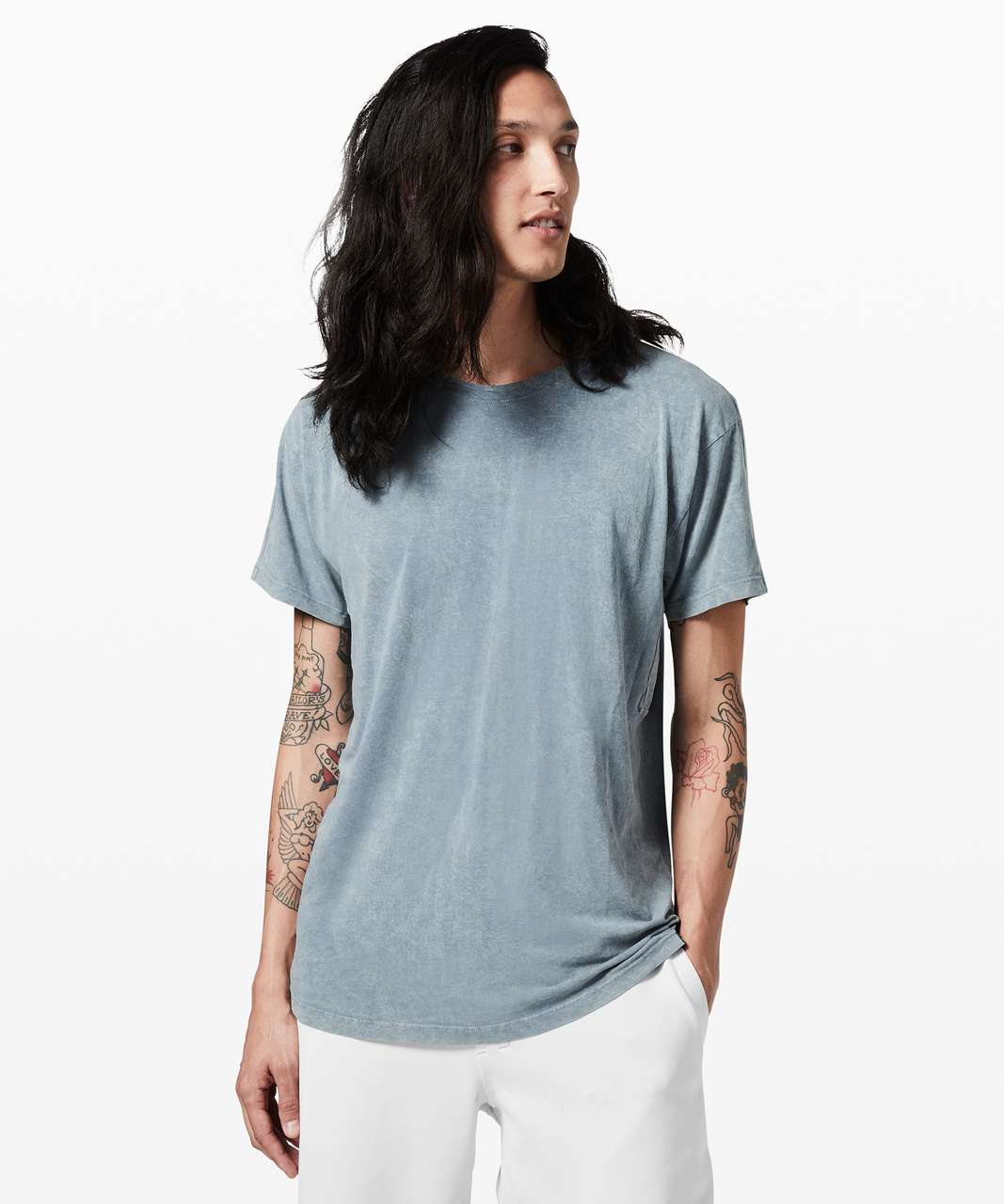 Lululemon Ashta Short Sleeve Tee *lululemon lab - Blue Denim Crackle Wash