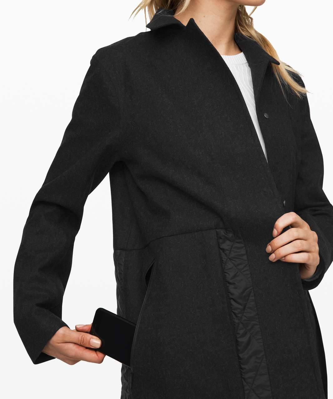 Lululemon Roam Far Wool Coat - Heathered Black / Black