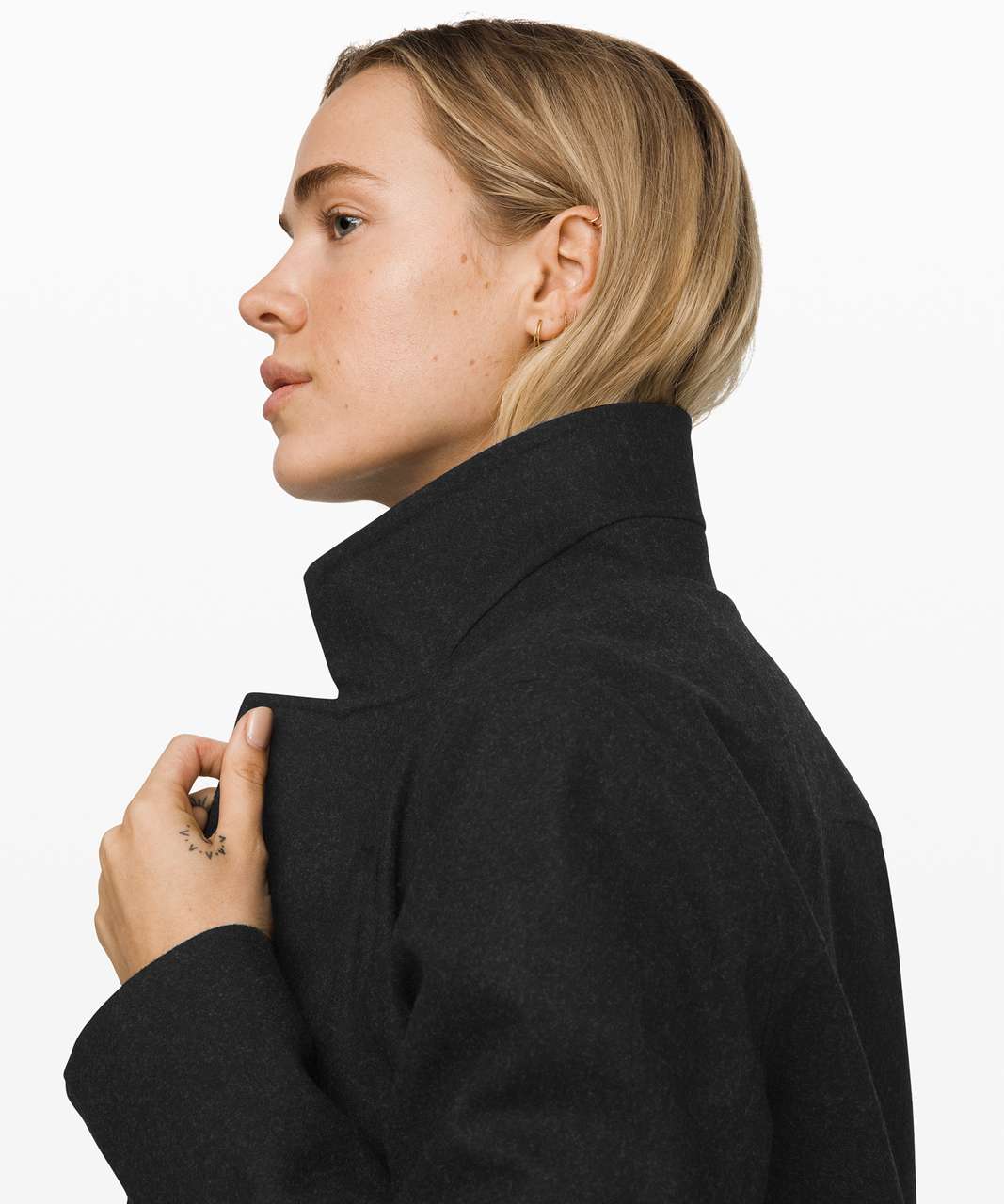 Lululemon Roam Far Wool Coat - Heathered Black / Black