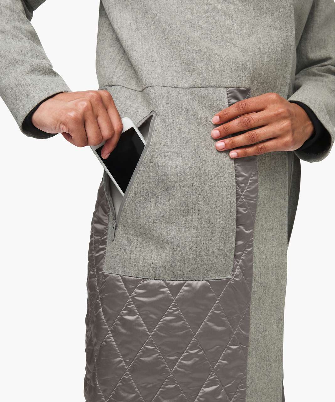 Lululemon Roam Far Wool Coat - Heathered Silver Graphite / Steam