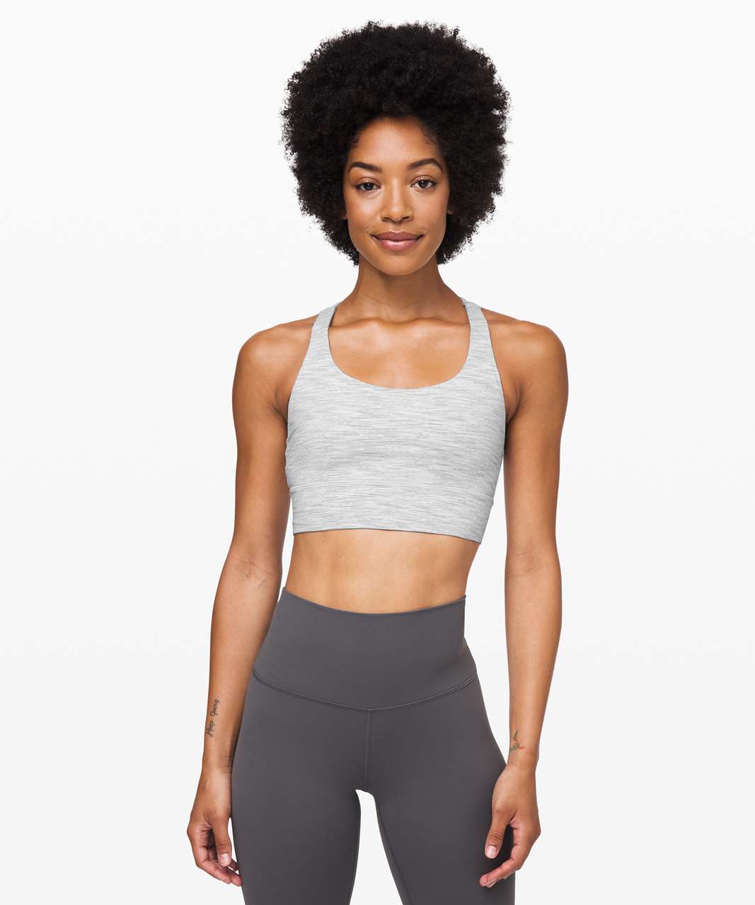 Lululemon Energy Bra *Long Line - Wee Are From Space Nimbus Battleship / Powdered Rose