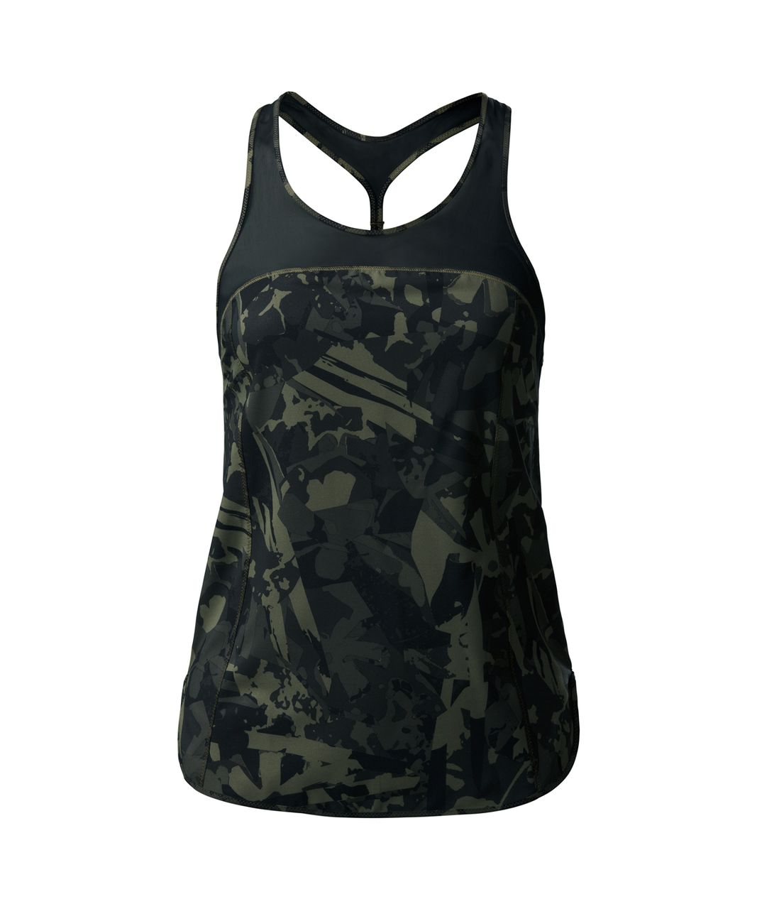 Lululemon 5 Mile Singlet - Pop Cut Fatigue Green Black / Black