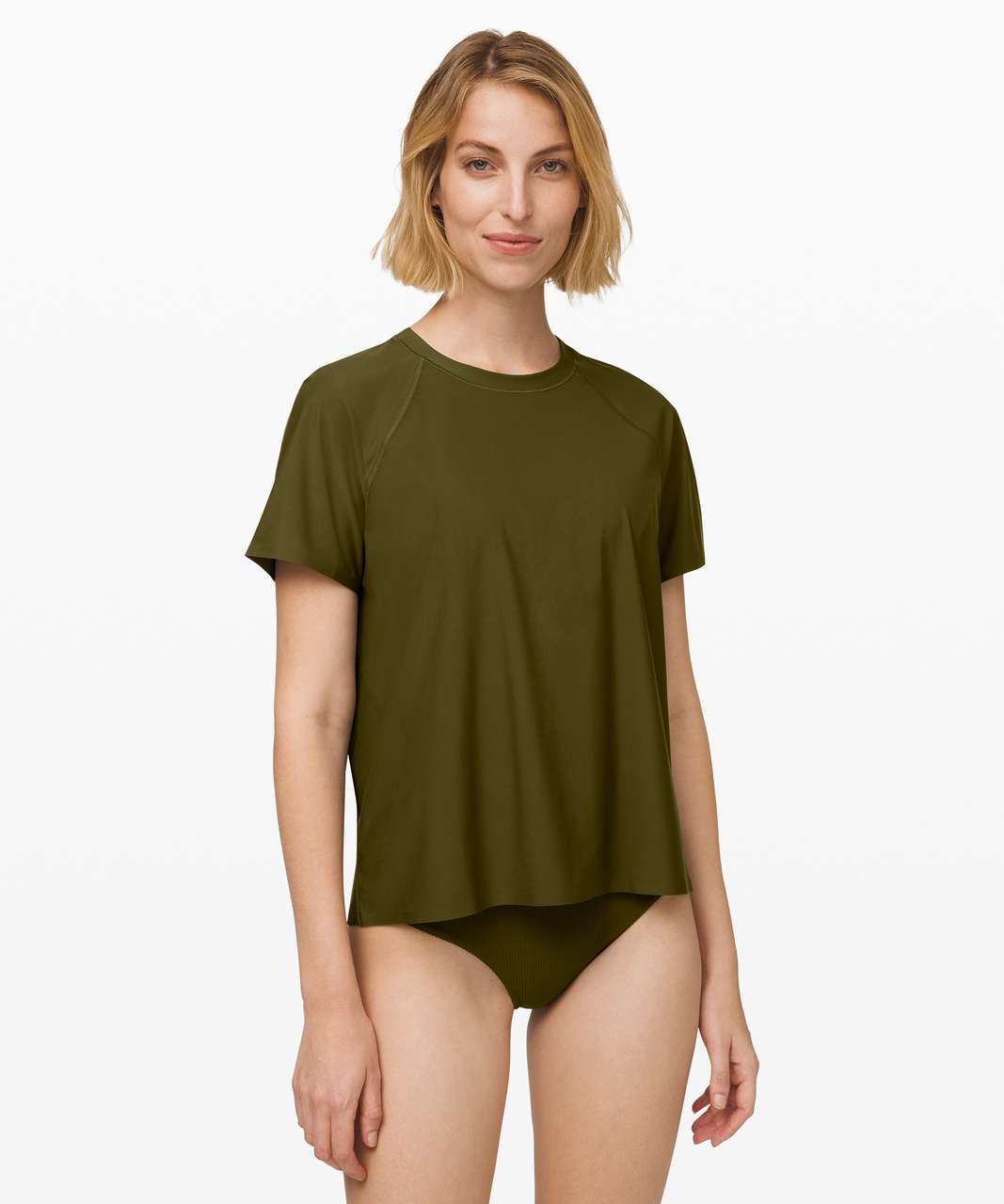 Lululemon Sun Shelter Short Sleeve Rash Guard - Landscape Green - lulu  fanatics