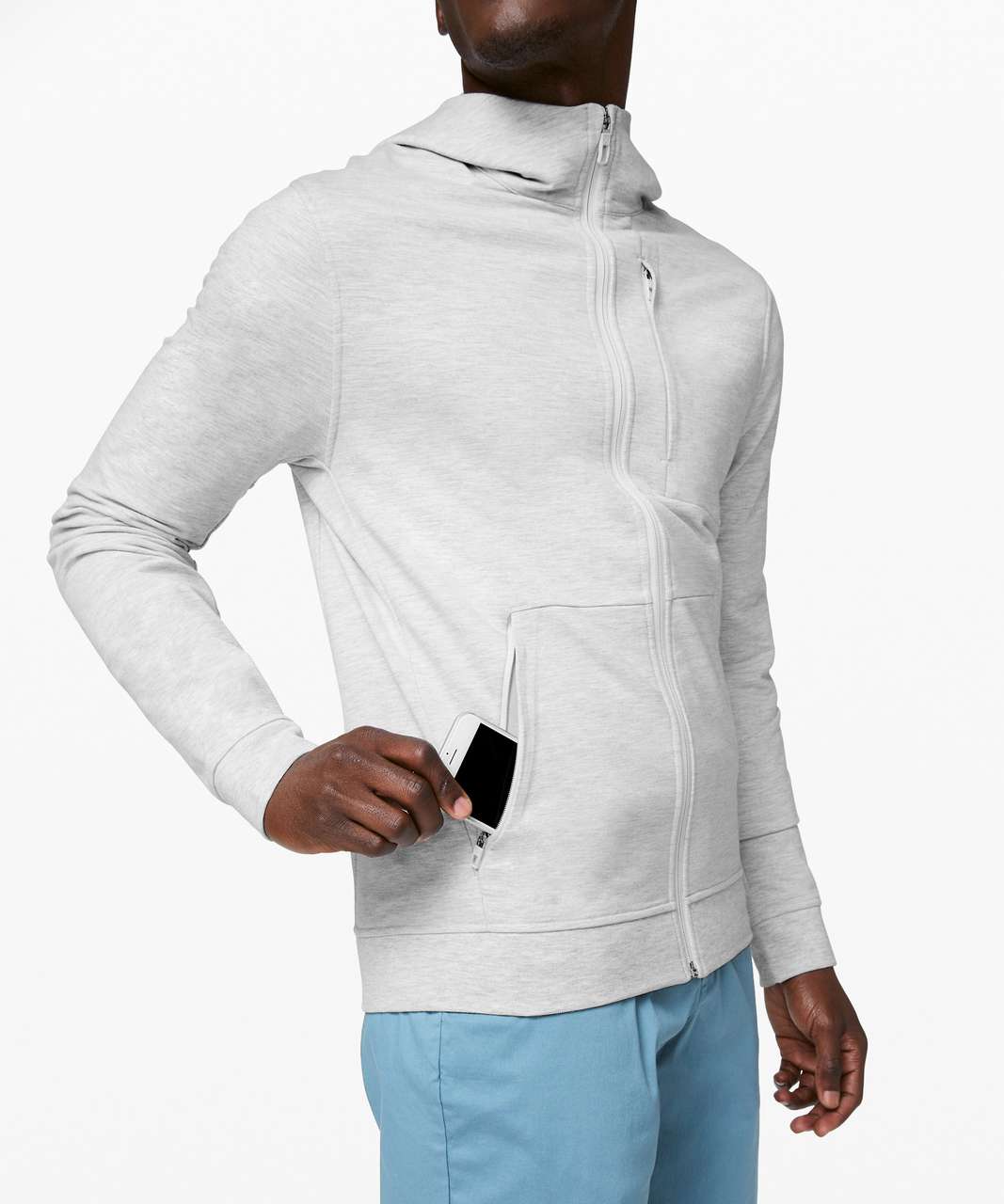 Lululemon City Sweat Zip Hoodie - Heathered Ultra Light Grey / Sea