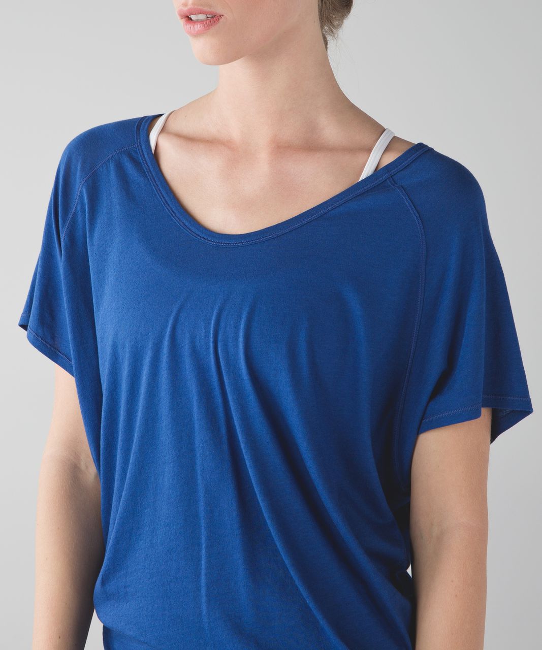 Lululemon Time to Restore Mock Neck Tank - Iron Blue / White - lulu fanatics