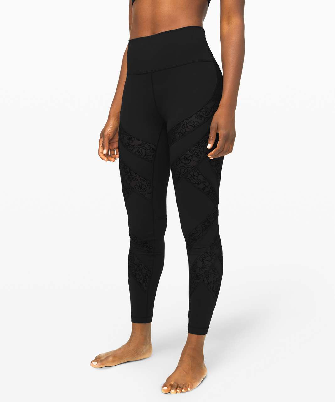 Lululemon Meant To Move 7/8 Tight (25) - Black / Flocked Floral Black  Black - lulu fanatics