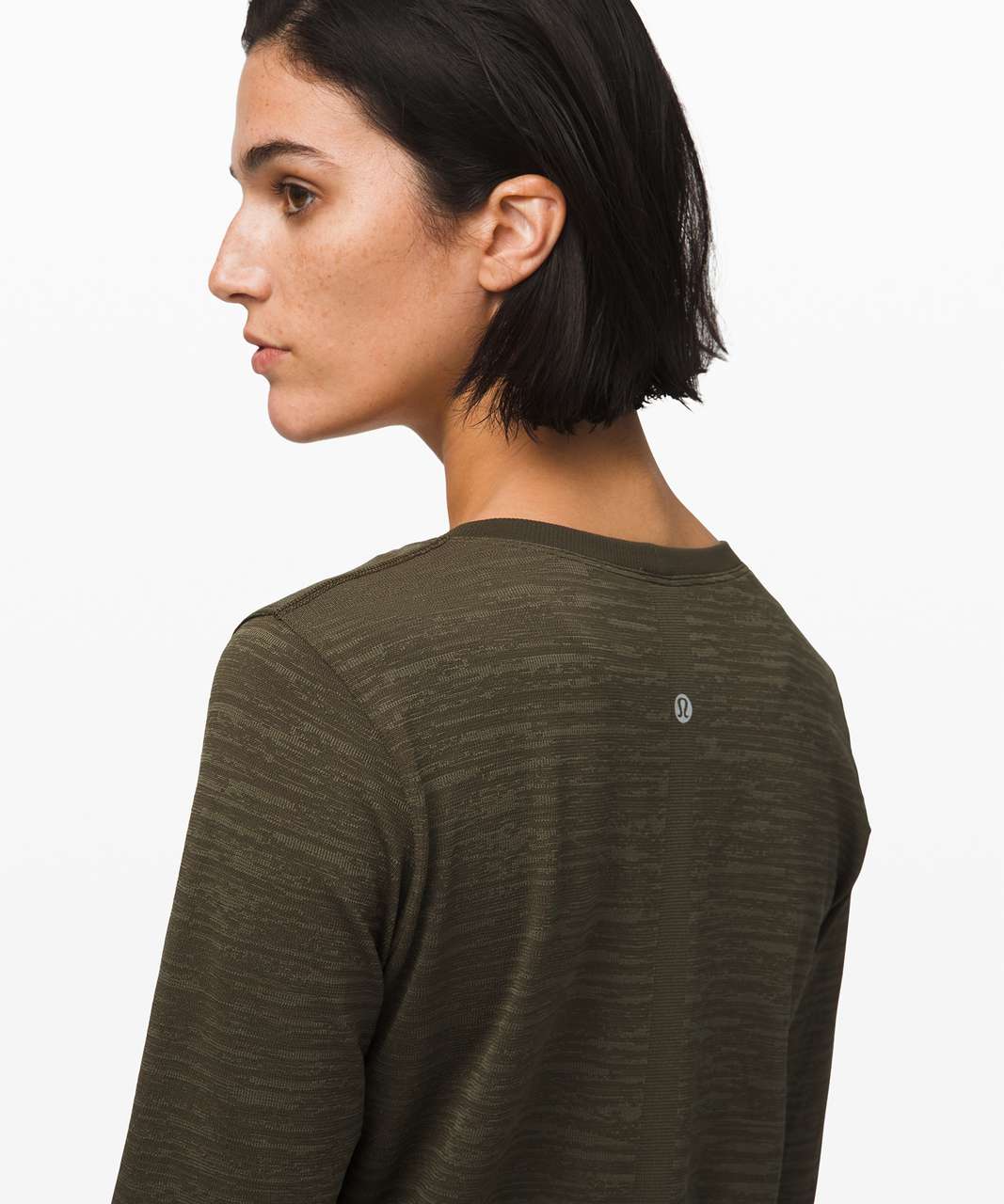 Lululemon Swiftly Relaxed Long Sleeve In Dark Olive/black