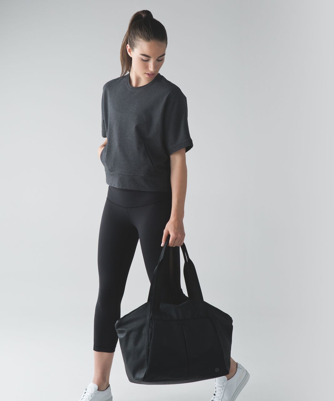 Lululemon Blissed Out Short Sleeve Sweatshirt - Heathered Black