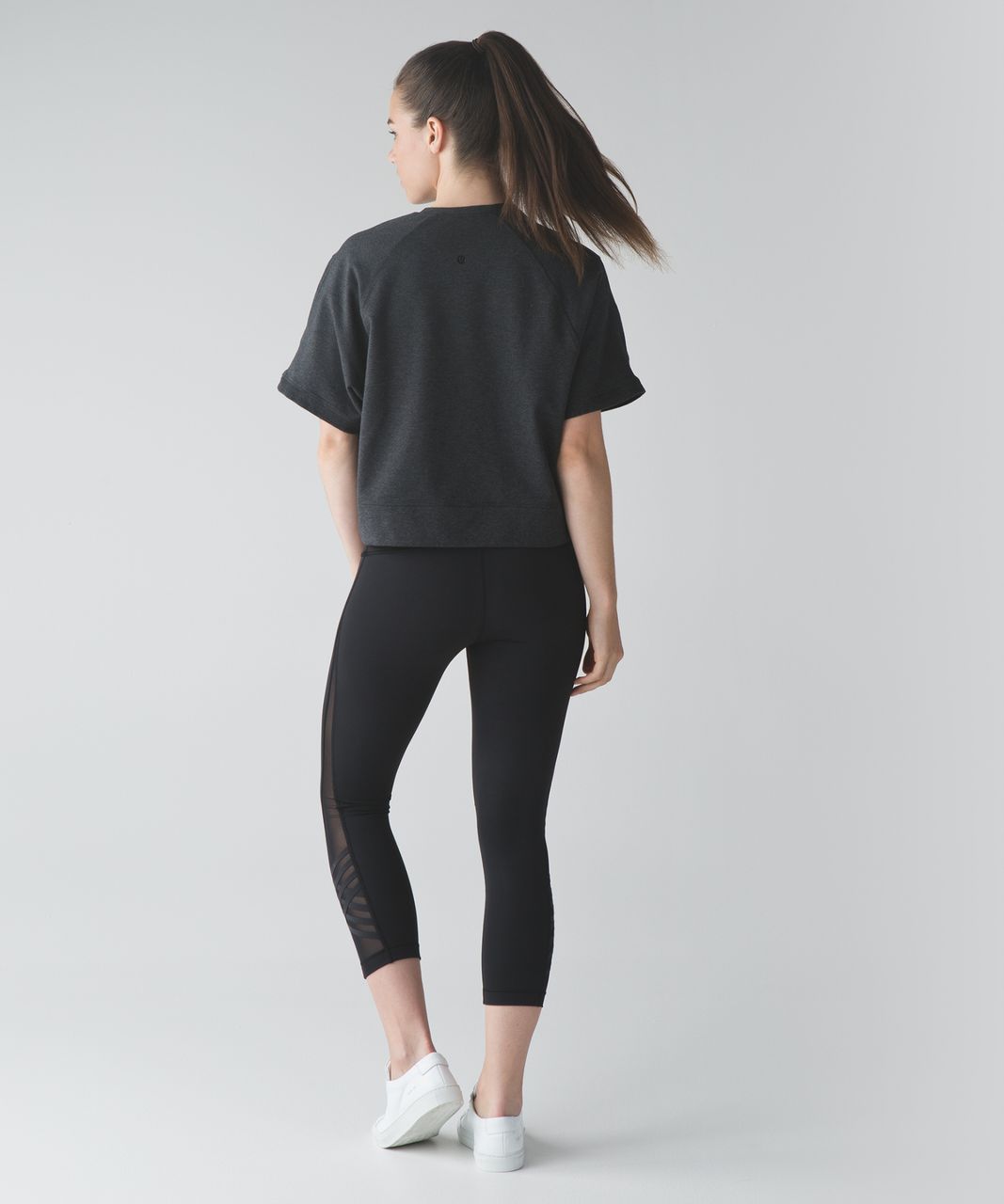 Lululemon Blissed Out Short Sleeve Sweatshirt - Heathered Black