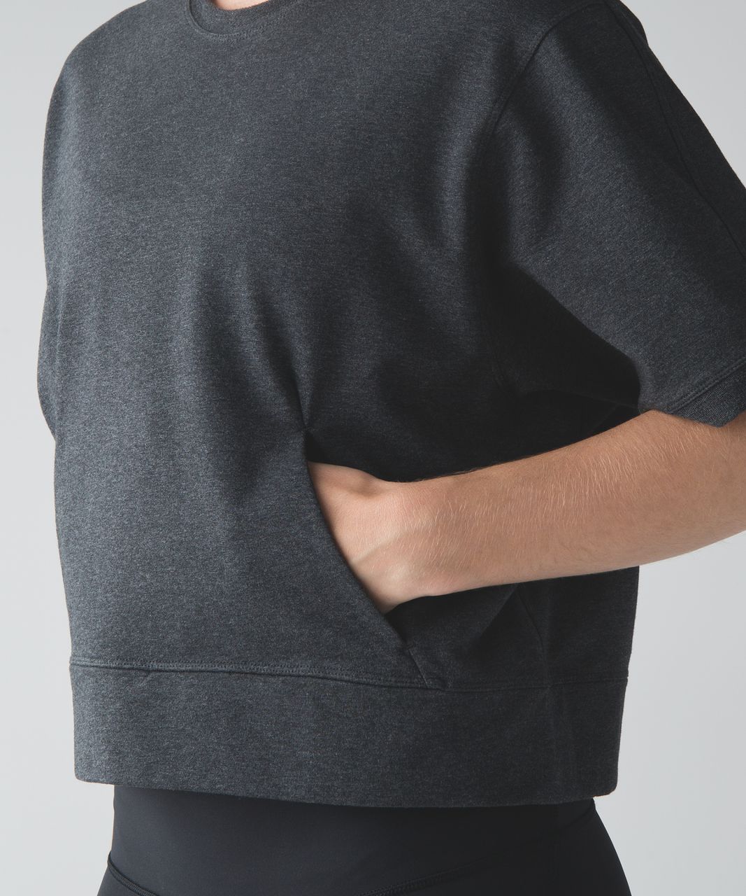 Lululemon Blissed Out Short Sleeve Sweatshirt - Heathered Black - lulu  fanatics