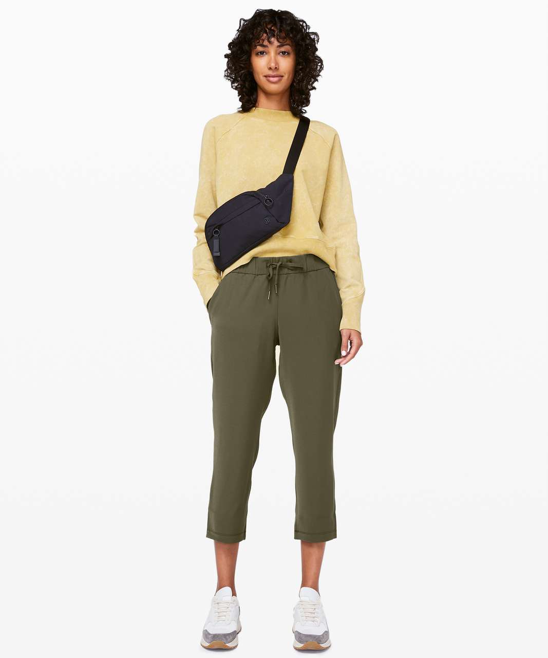 Lululemon On the Fly Crop *Woven 23 - Dark Olive - lulu fanatics