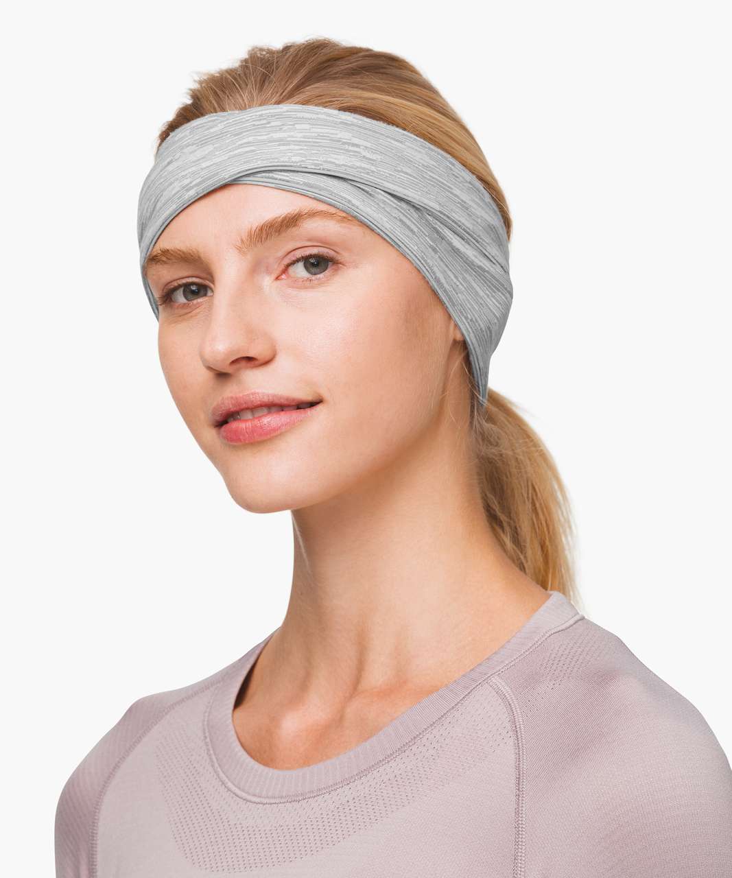 Lululemon Cross Chill Run Earwarmer - Aqueous Ikat Jacquard Light Chrome Dark Chrome