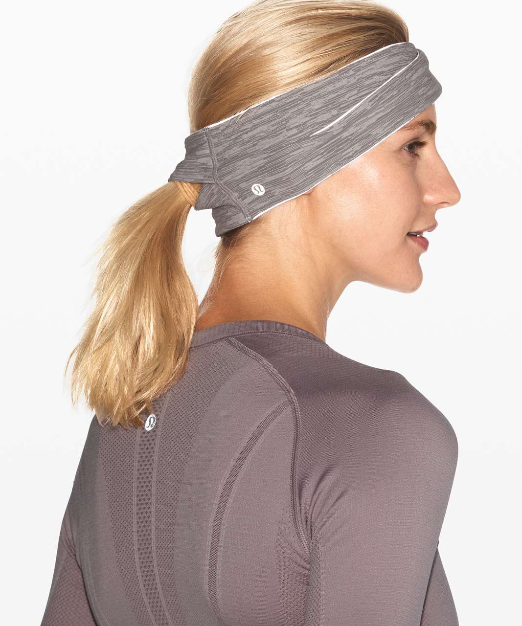 Lululemon Cross Chill Run Earwarmer - Aqueous Ikat Jacquard Light Chrome Dark Chrome