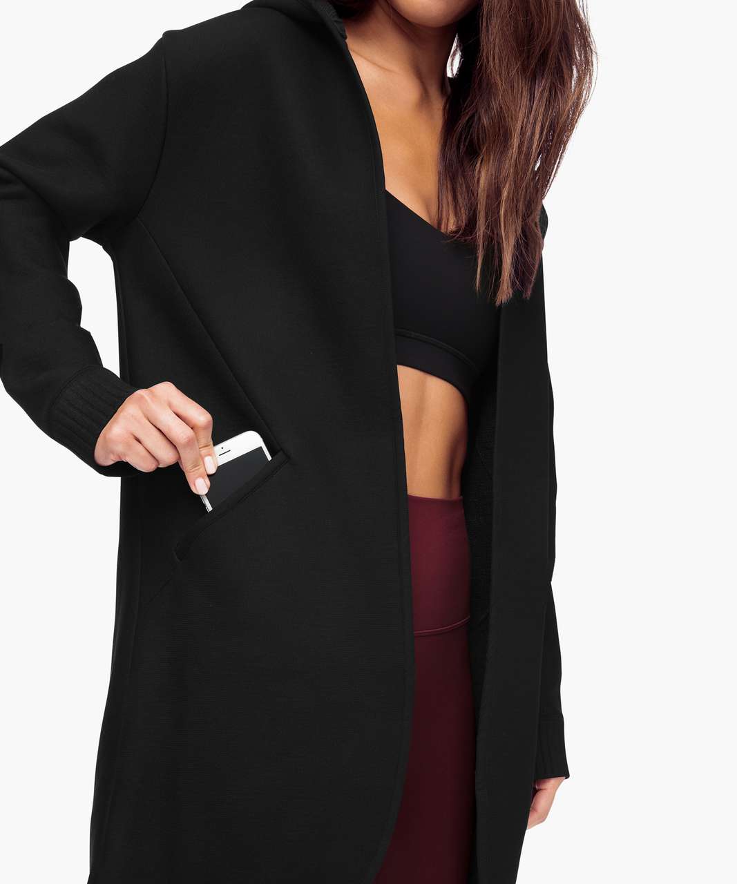 Lululemon All Afternoon Cardigan - Heathered Deep Rouge / Black