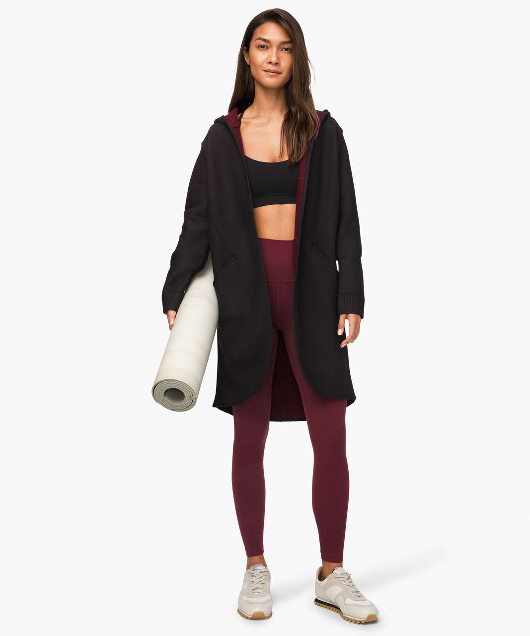 Lululemon All Afternoon Cardigan - Heathered Deep Rouge / Black