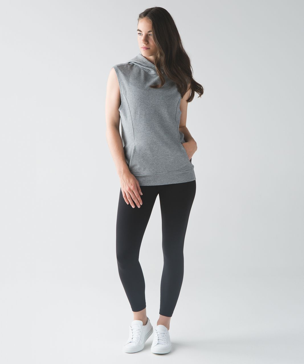 Lululemon Blissed Out Sleeveless Hoodie - Heathered Medium Grey - lulu  fanatics