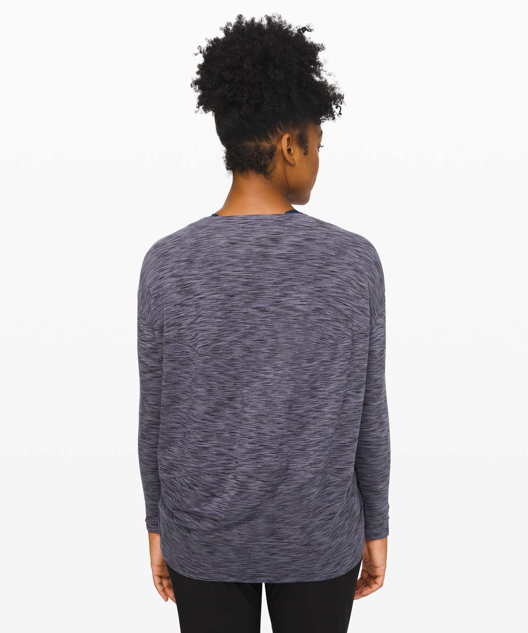 Lululemon Back In Action Long Sleeve - Space Dye Black / Dark Shadow