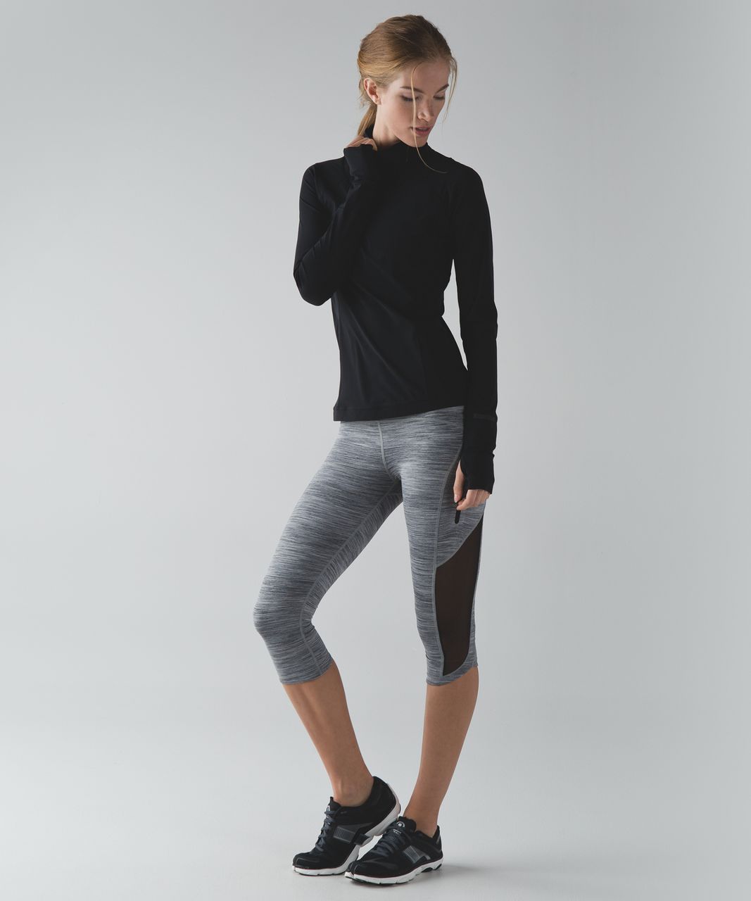 Lululemon Sun Runner Crop - Space Dye Camo Seal Grey Deep Coal / Black