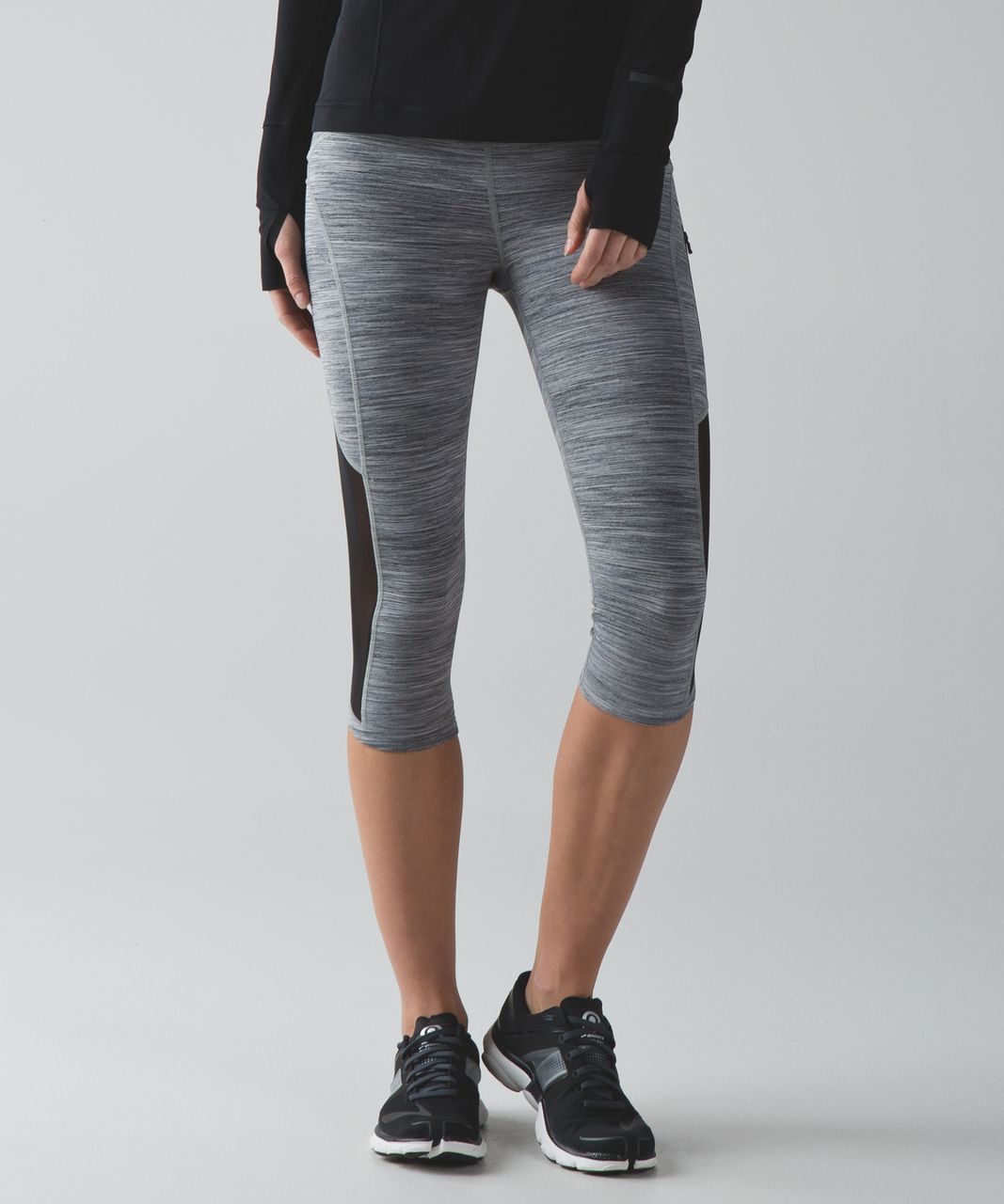 Lululemon Sun Runner Crop - Space Dye Camo Seal Grey Deep Coal / Black