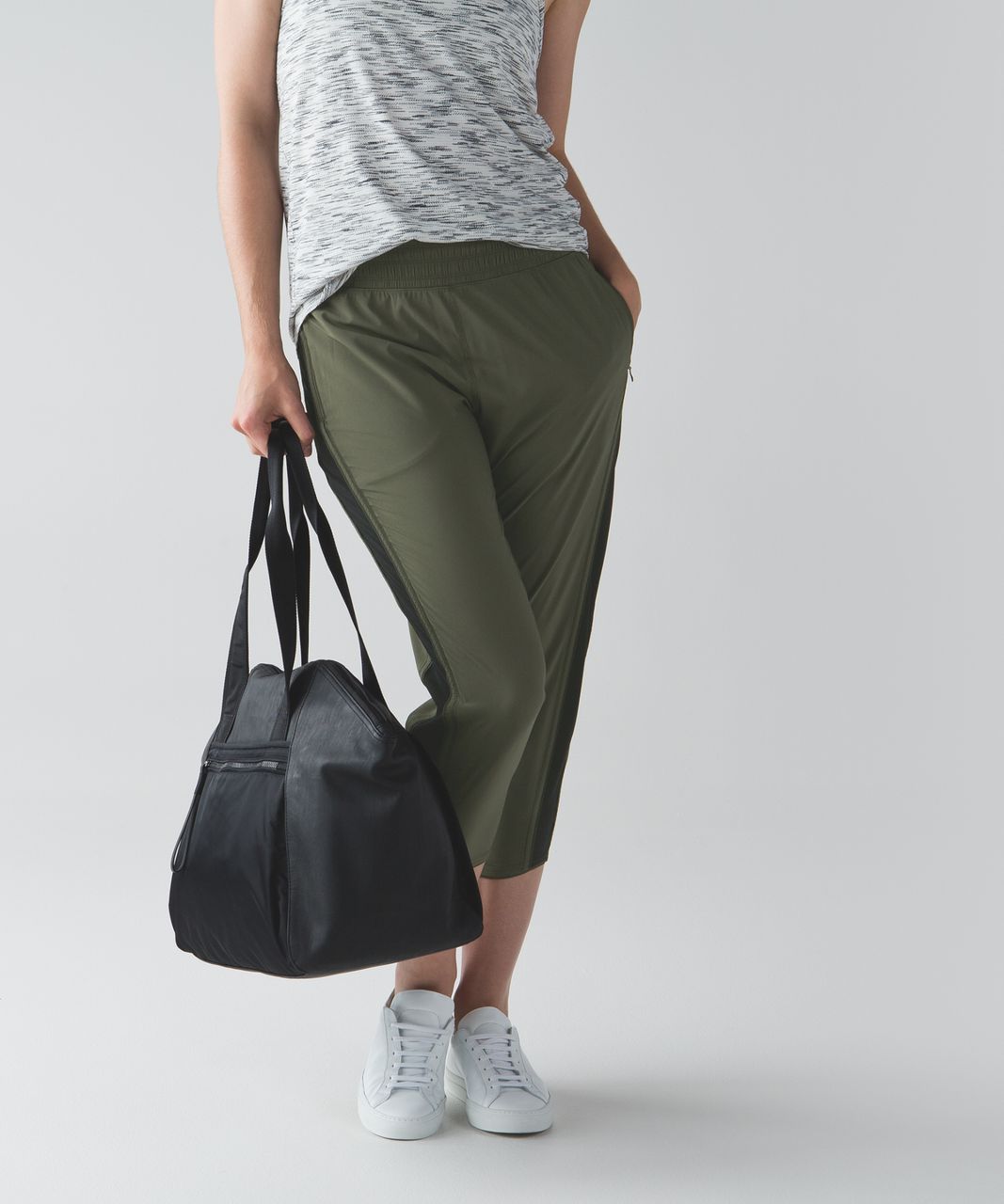 Lululemon For Love Crop - Fatigue Green / Black