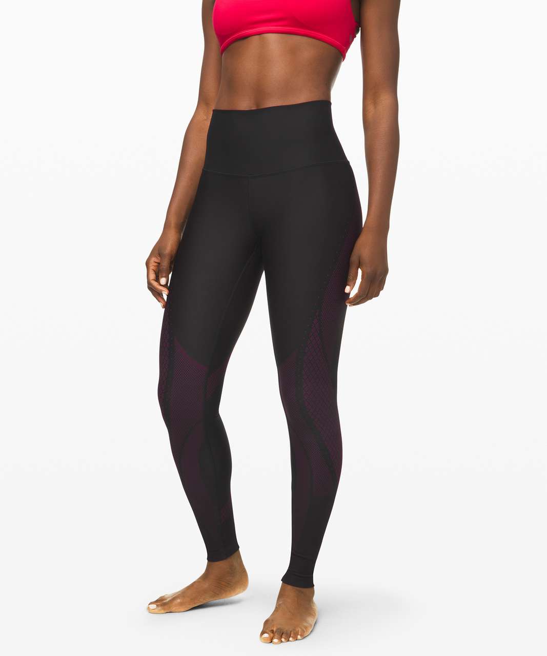 Lululemon Mapped out High-rise Leggings 28” Black W/ Red Camo Brick Size 4  for sale online