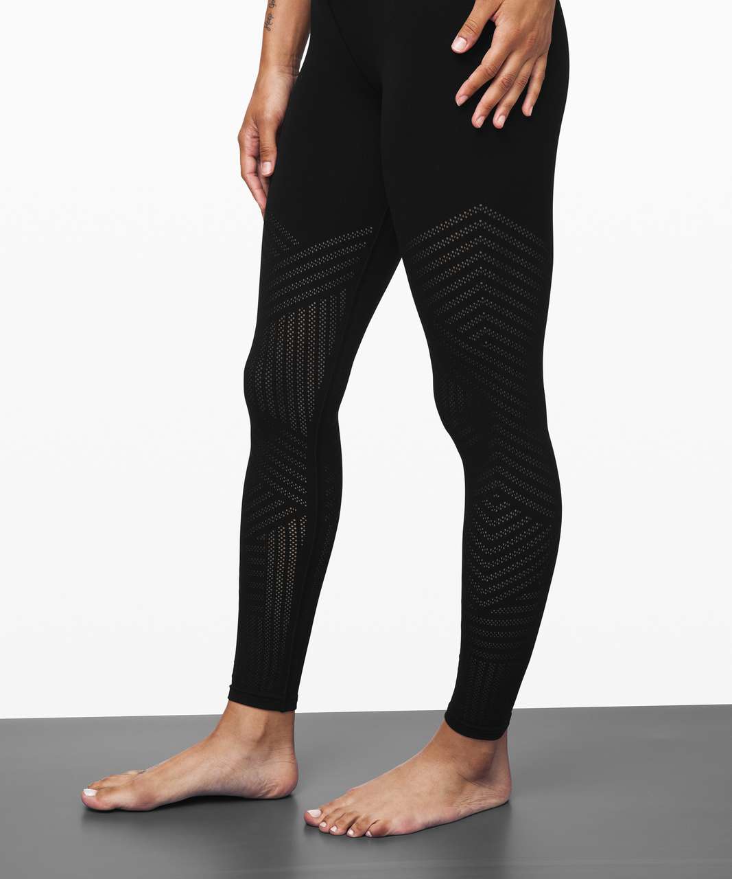 Lululemon Reveal Tight Mindful Motion 4 Black Leggings Lasercut Sheer  Perforated - $46 - From Liz