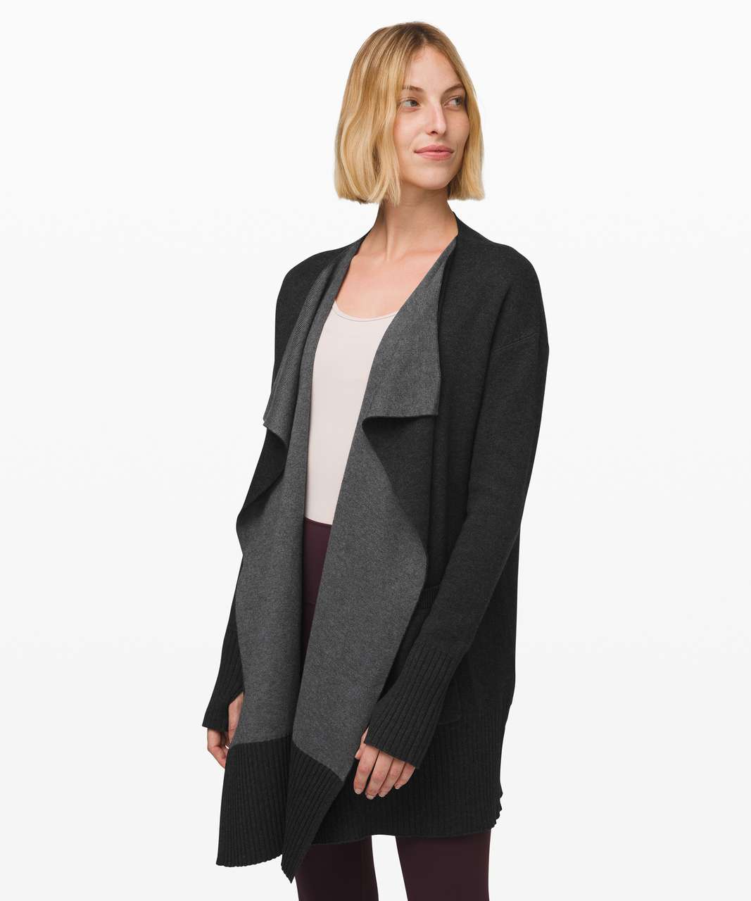 Lululemon Still Lotus Wrap *Reversible - Heathered Black / Heathered ...