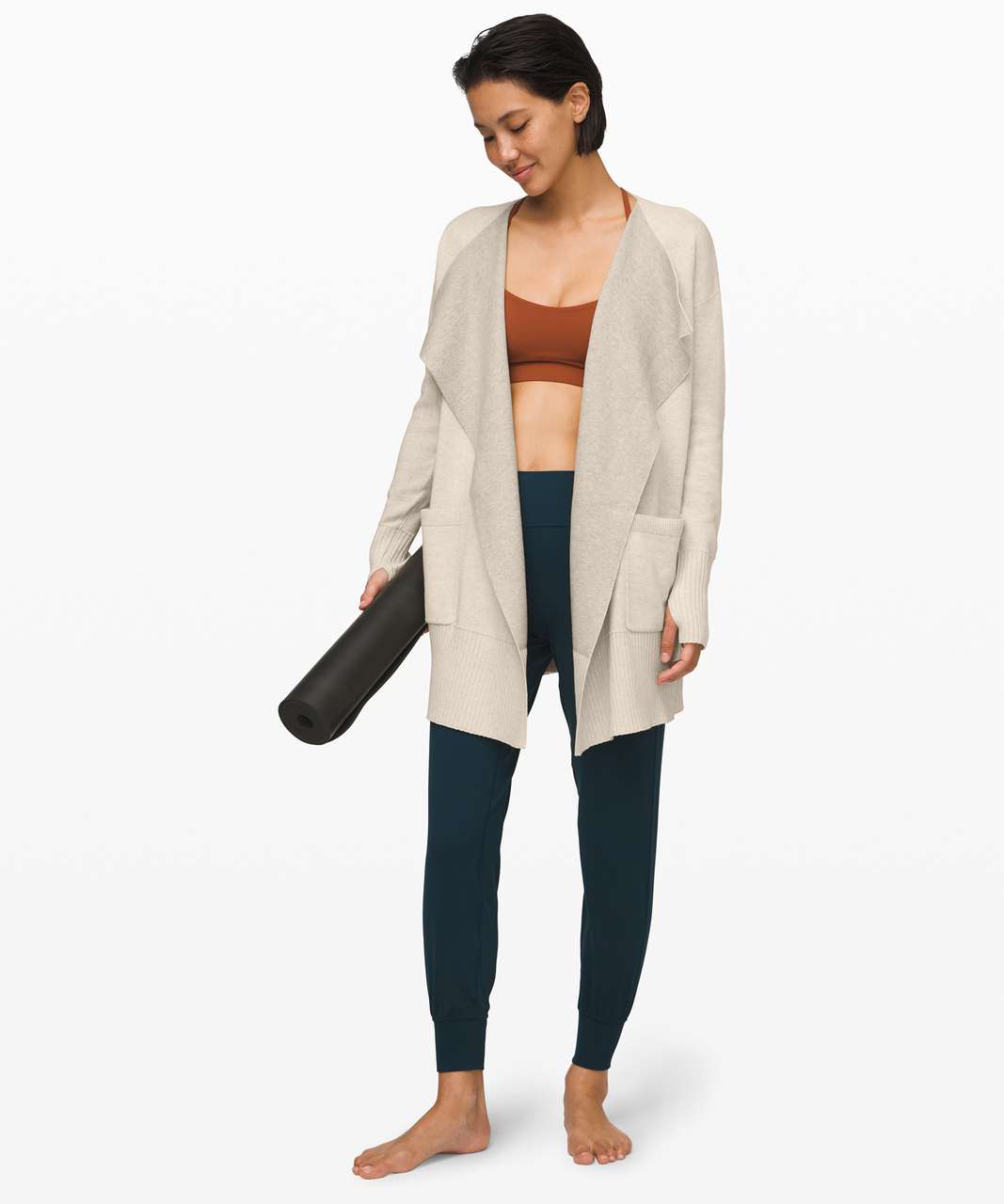 Lululemon Still Lotus Wrap *Reversible - Heathered Light Ivory / Heathered Fawn