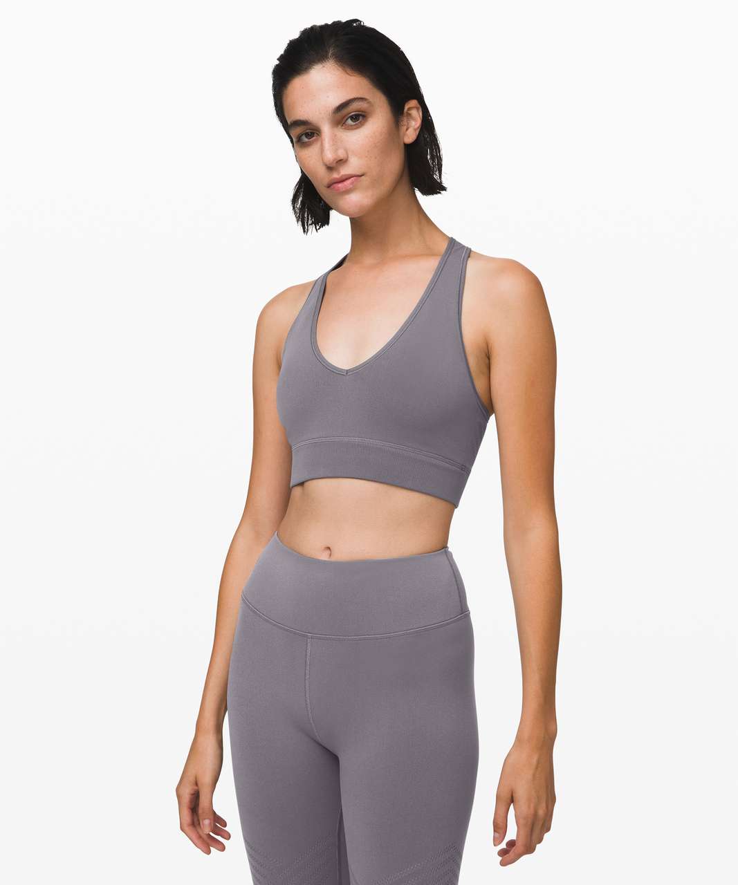 Grey Speckled Lululemon Sports Bra with Mesh Detailing