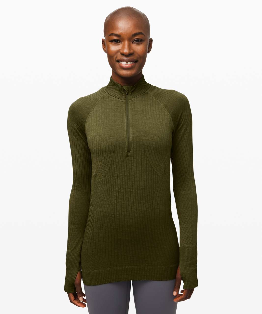 lululemon athletica, Tops, Lululemon Rest Less Cropped 2 Zip In Diagonal  Rib Green Twill Light Sage