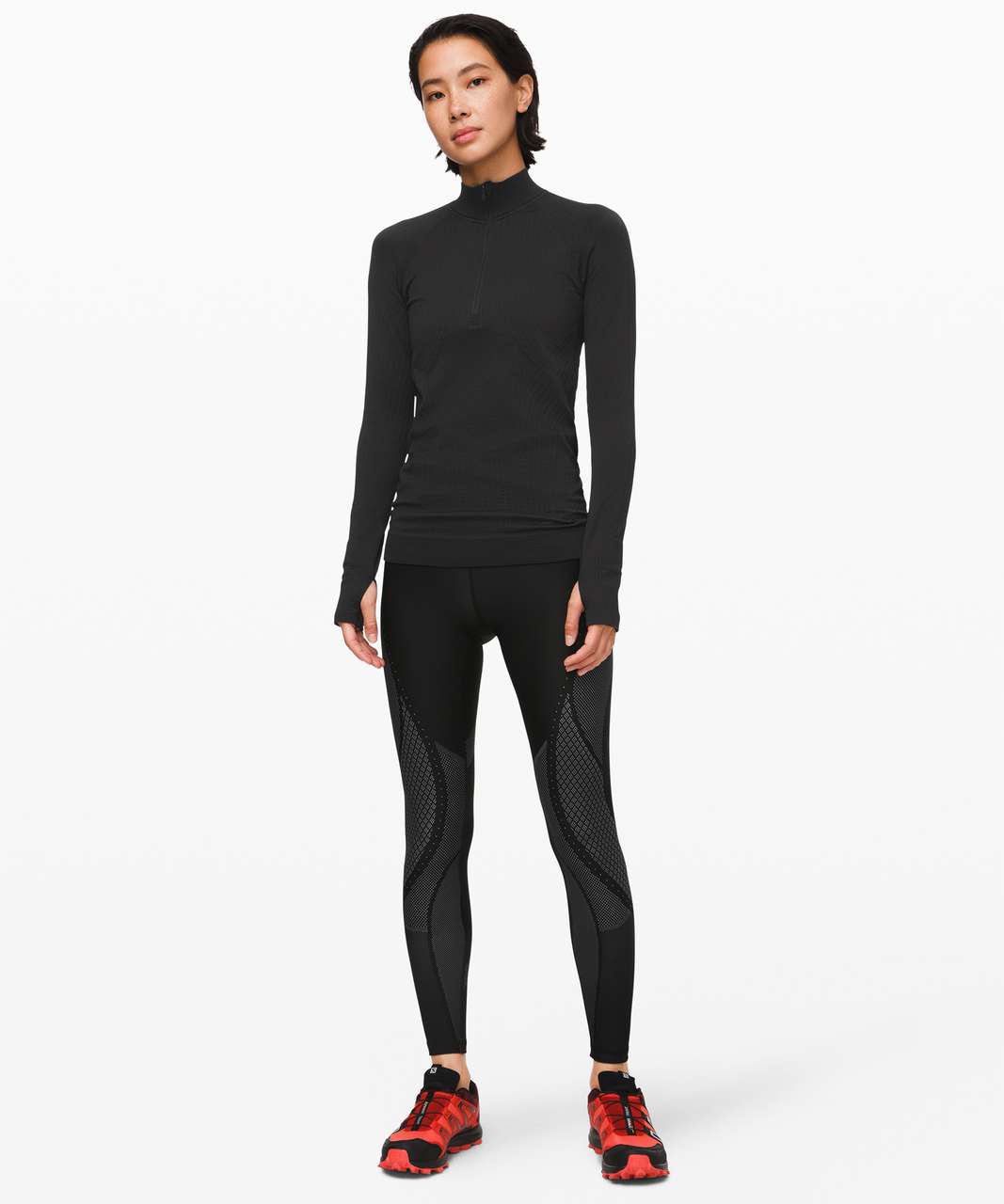 Lululemon Rest Less 1/2 Zip - Black / Black (First Release) - lulu