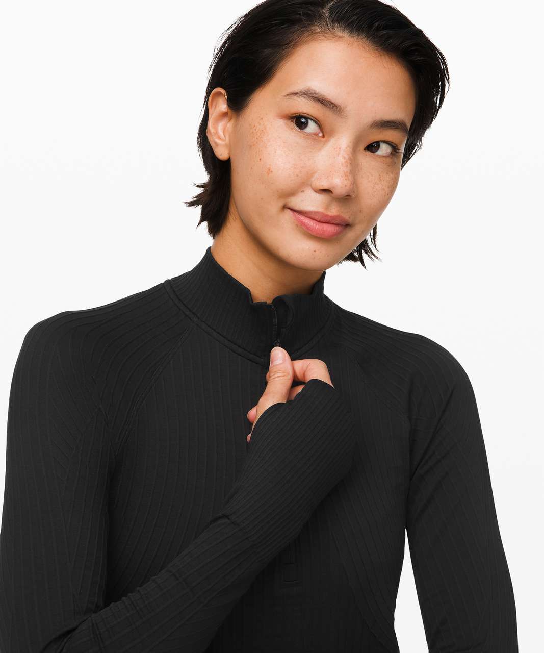 Lululemon Rest Less 1/2 Zip - Black / Black - lulu fanatics