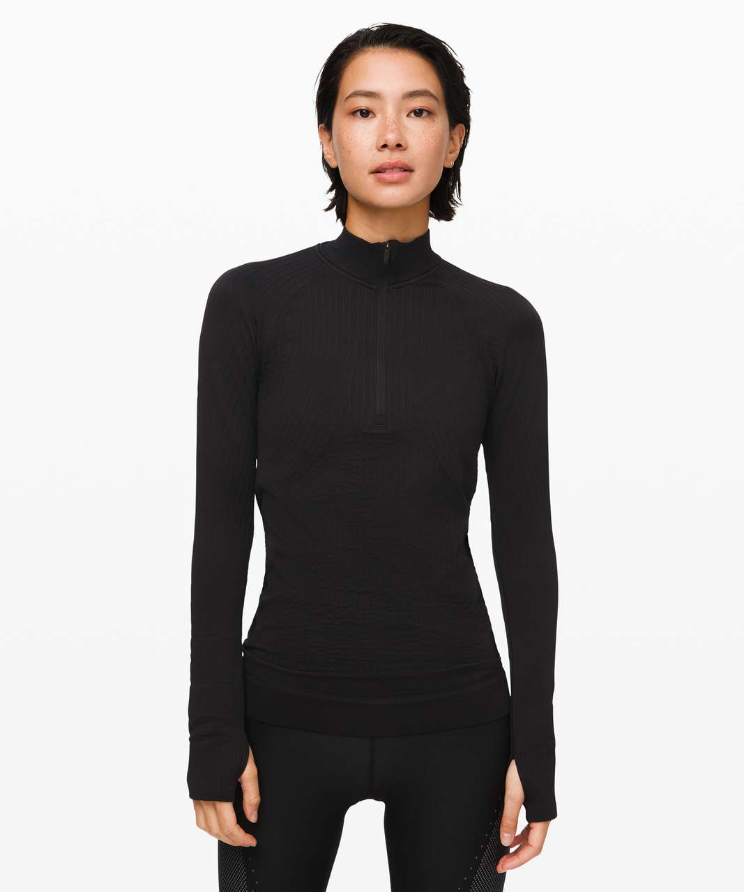 Lululemon Rest Less 1/2 Zip - Black / Black