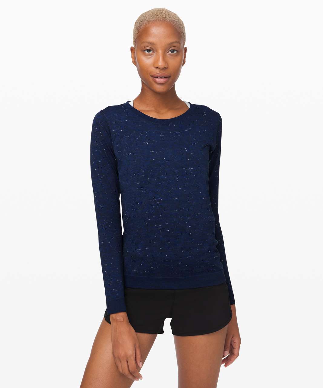 Lululemon Run: Swiftly Tech Long Sleeve Crew - Tempo Stripe White Black -  lulu fanatics