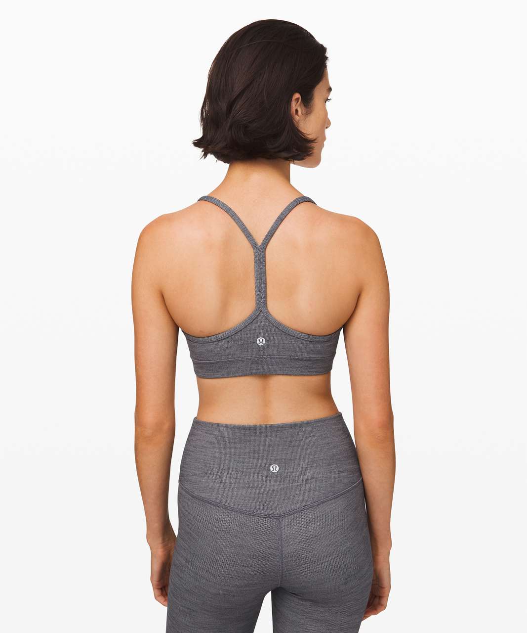 Lululemon Flow Y Bra *Nulu - Mini Heathered Herringbone Heathered Black White / Black