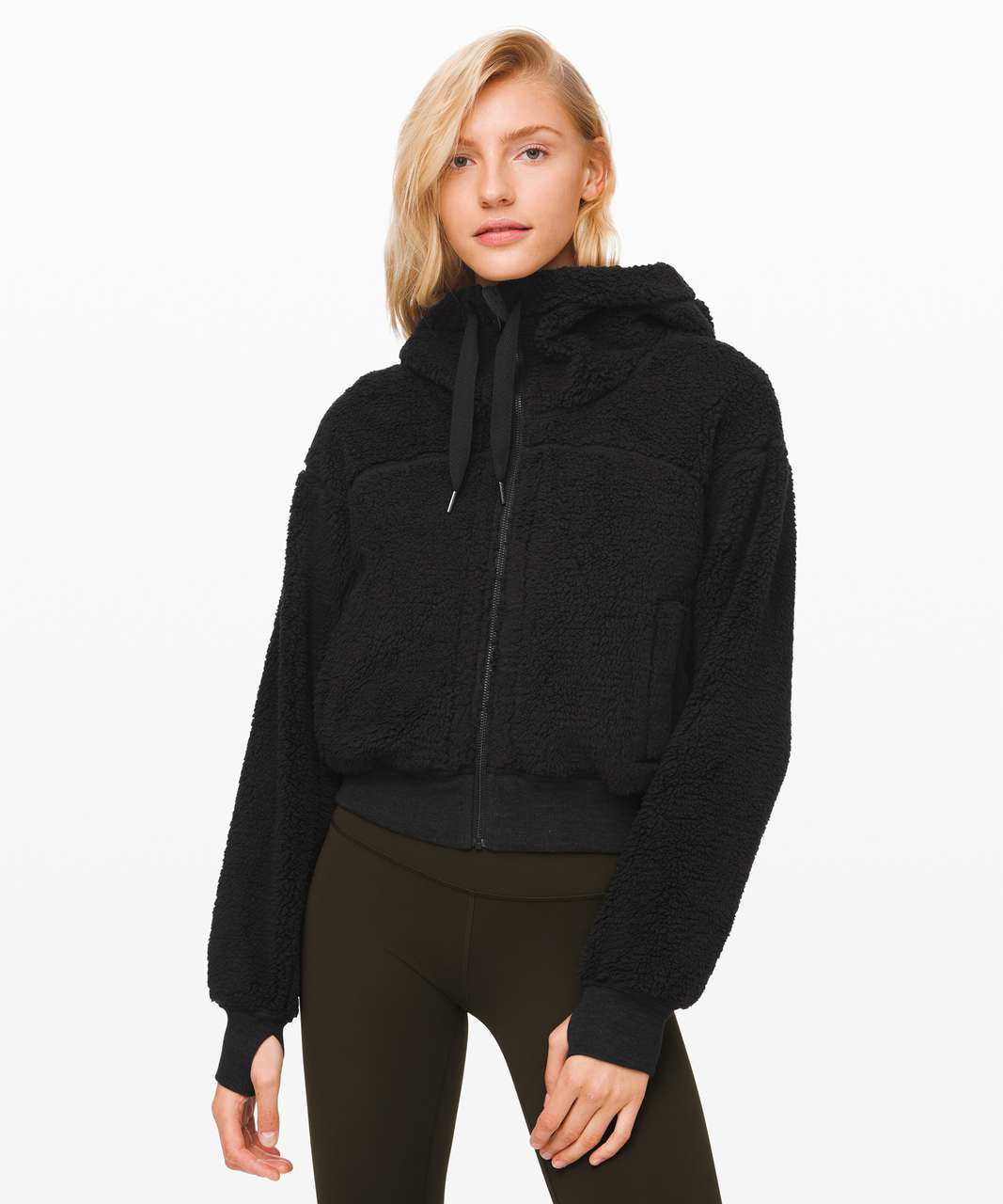 Lululemon Short Sweet and Sherpa Jacket - Heathered Core Black / Black