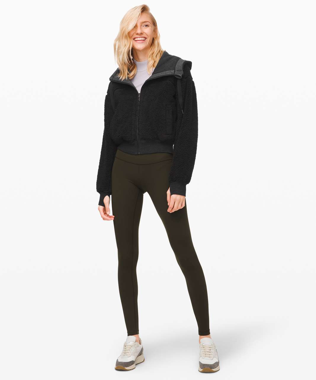 Lululemon Short Sweet and Sherpa Jacket - Heathered Core Black / Black