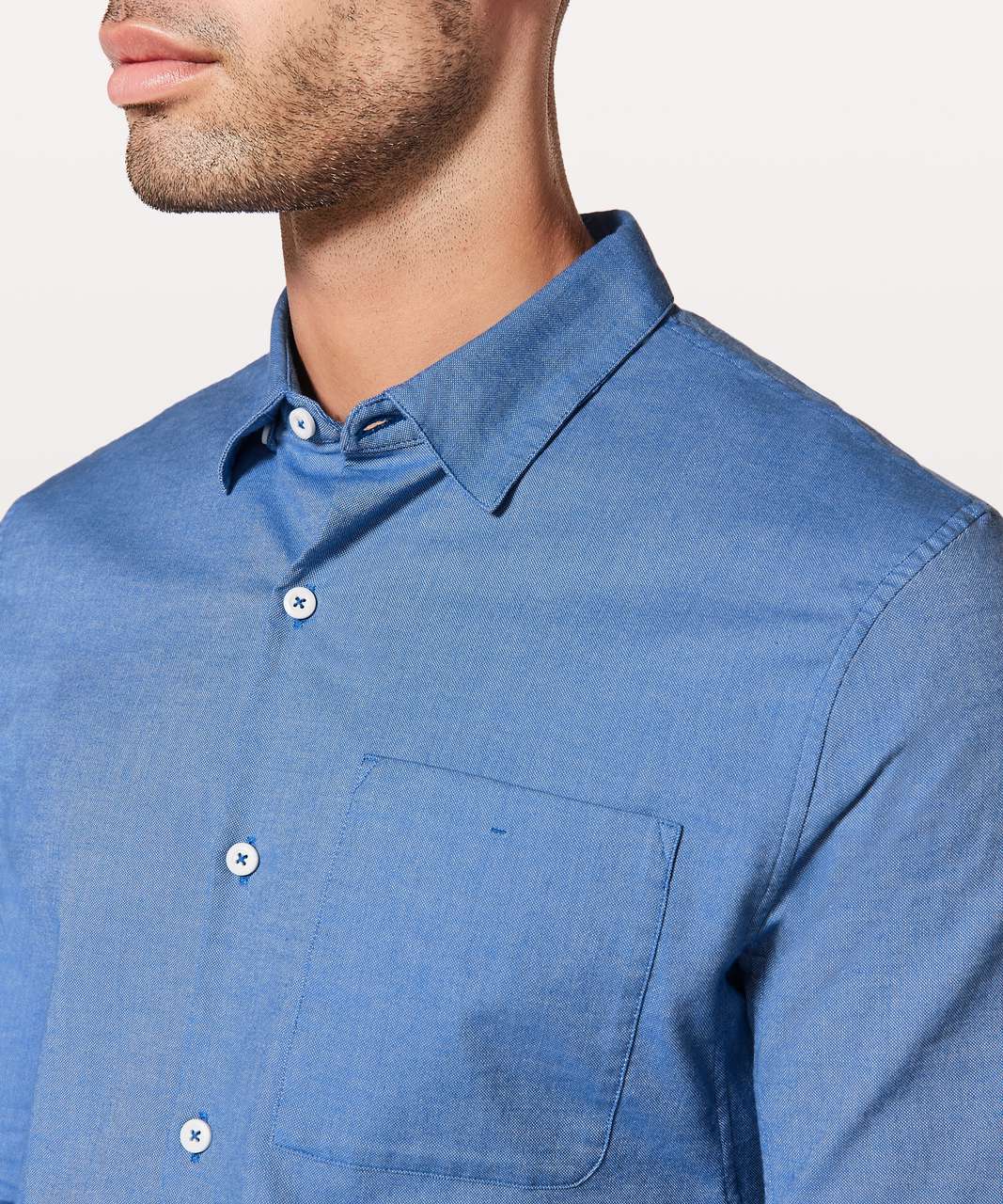 Lululemon All Town Buttondown - White / Harbor Blue