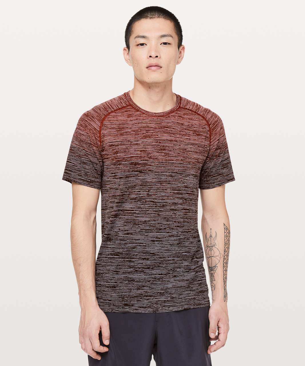 Lululemon Metal Vent Tech Short Sleeve - Dark Red / White / Obsidian / Black