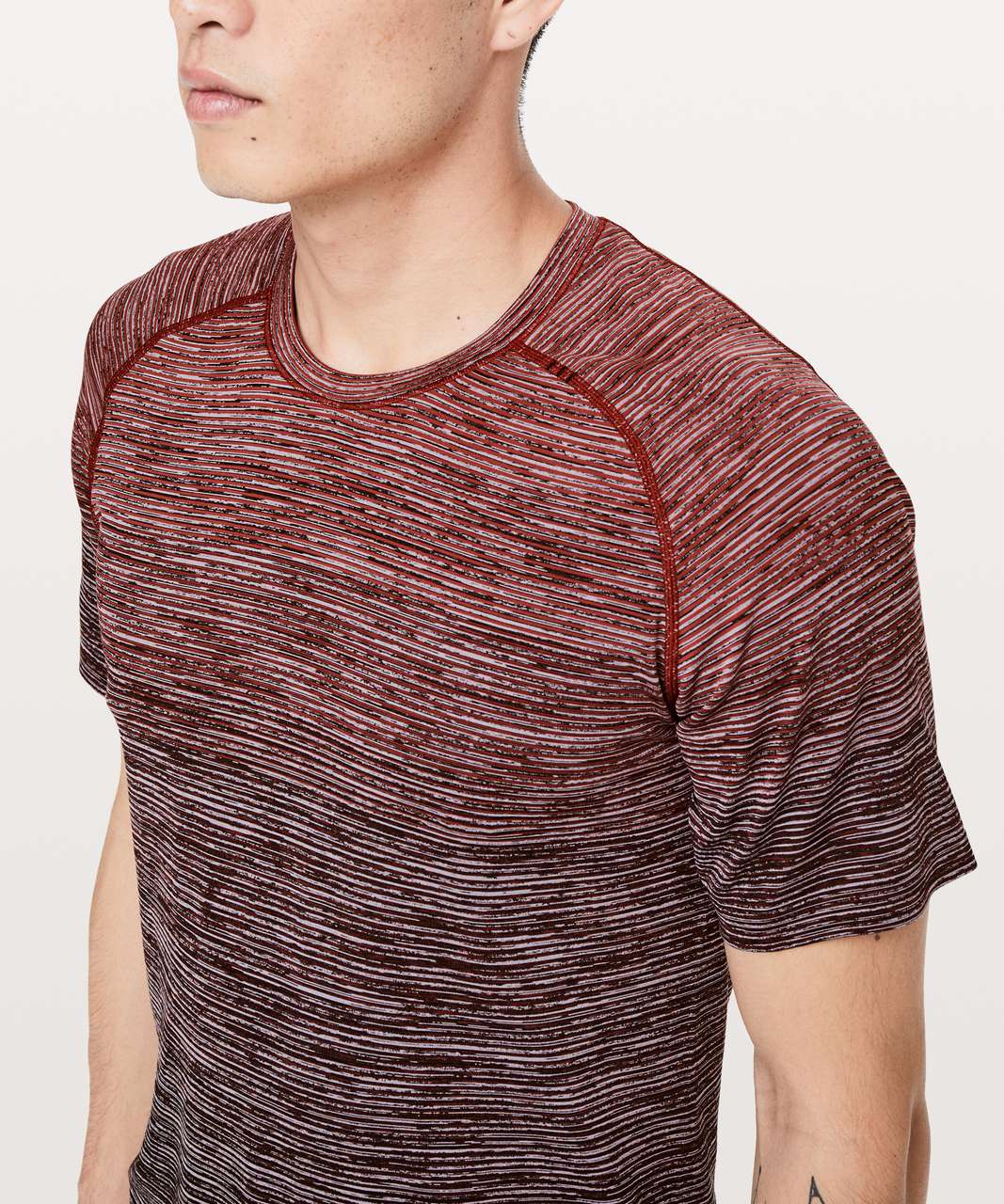 Lululemon Metal Vent Tech Short Sleeve - Dark Red / White / Obsidian / Black