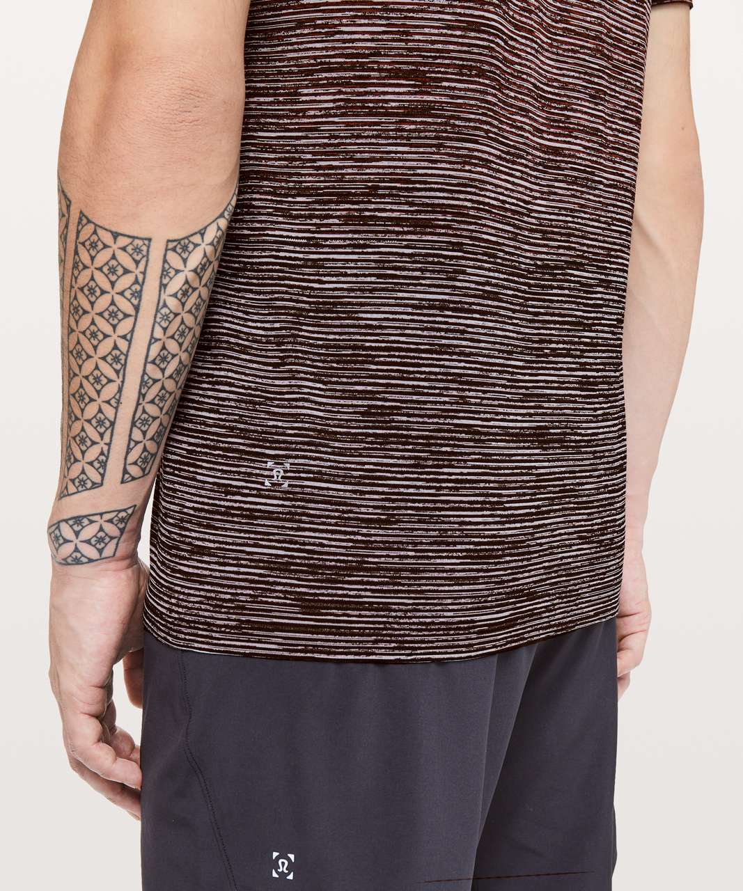 Lululemon Metal Vent Tech Short Sleeve - Dark Red / White / Obsidian / Black