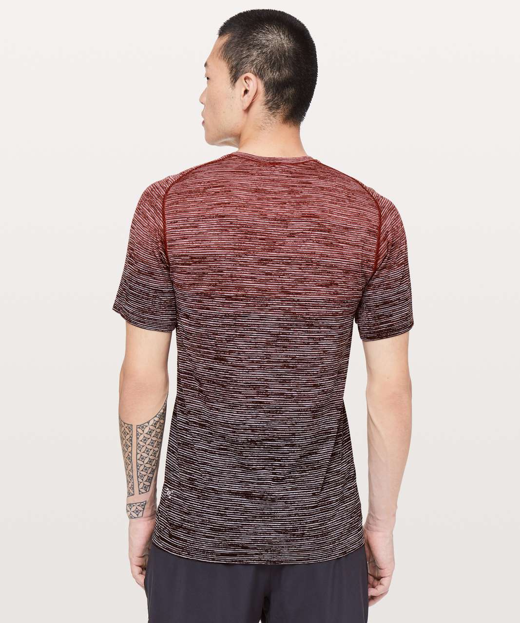 Lululemon Metal Vent Tech Short Sleeve - Dark Red / White / Obsidian / Black