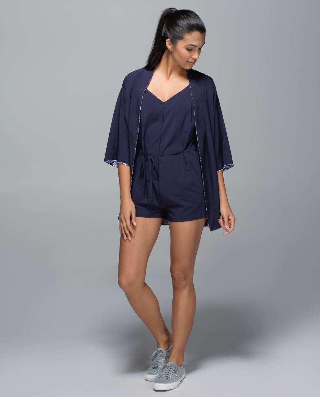 Lululemon Casbah Kimono - Winged Mosaic White Naval Blue / Naval Blue