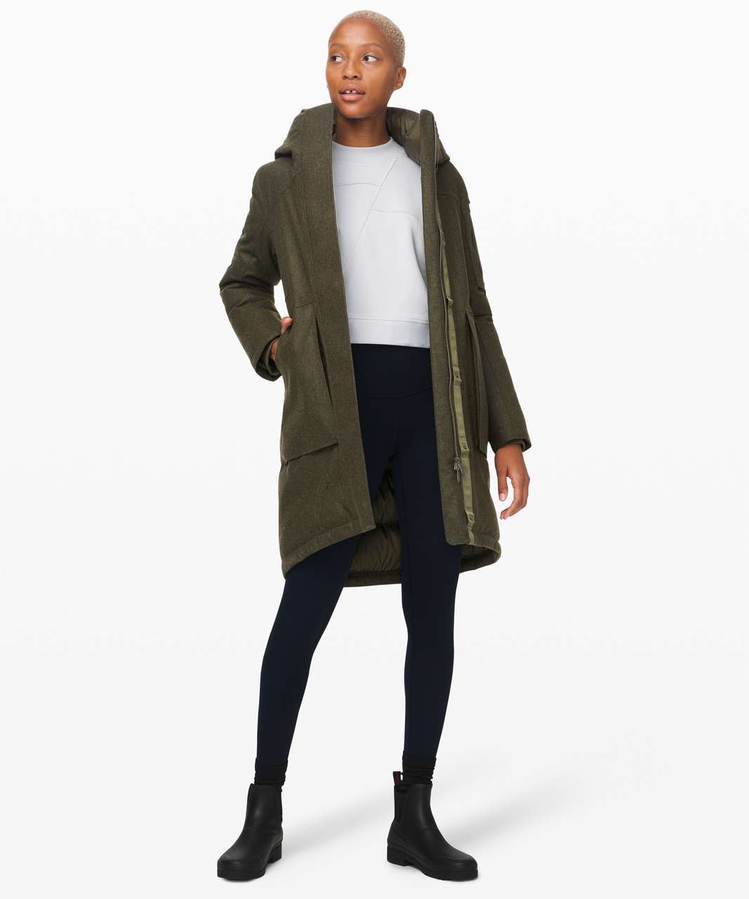 Lululemon Winter Warrior Parka *Wool - Heathered Dark Olive