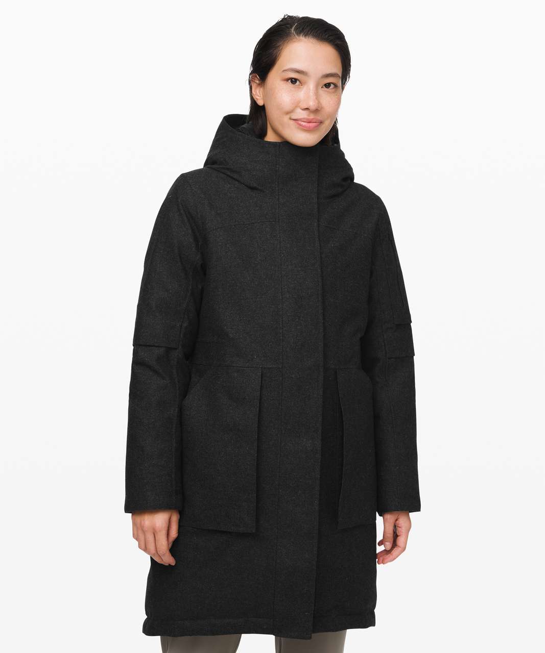 Lululemon Wool Long Coat - Black (First Release) - lulu fanatics