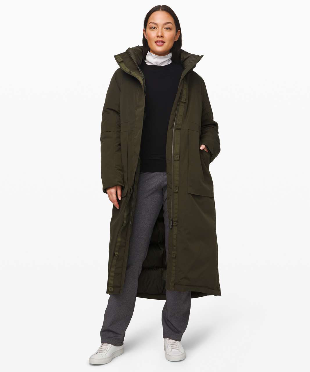 Lululemon Winter Warrior Long Parka - Dark Olive (First Release) - lulu  fanatics