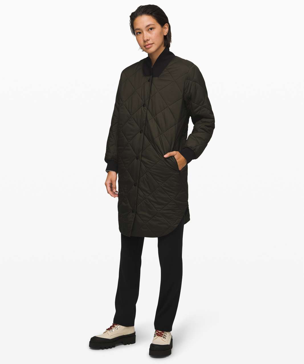 Lululemon Enough Puff Jacket - Dark Olive / Black