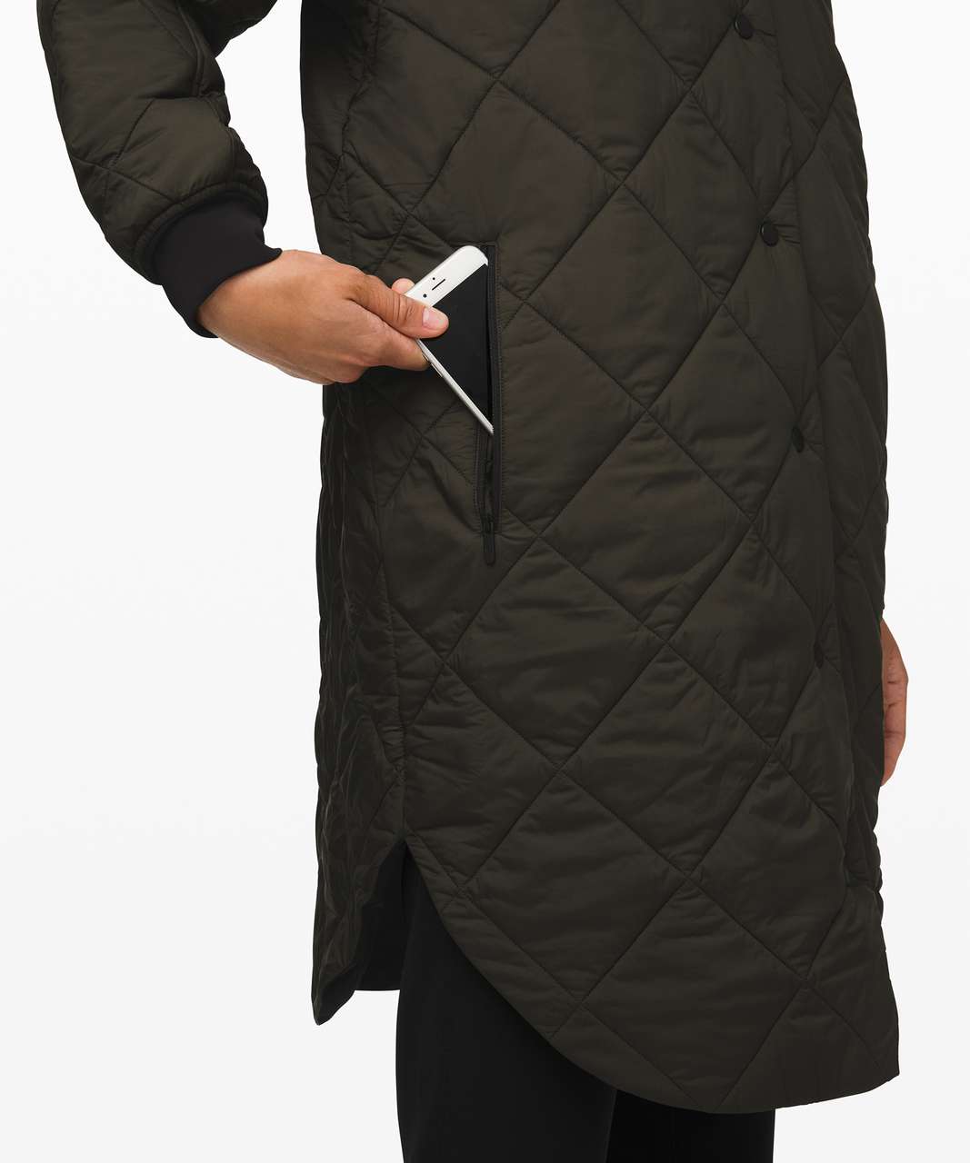 Lululemon Enough Puff Jacket - Dark Olive / Black - lulu fanatics